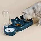 3-in-1 Cat Food & Water Bowl Set with Gravity Water Feeder