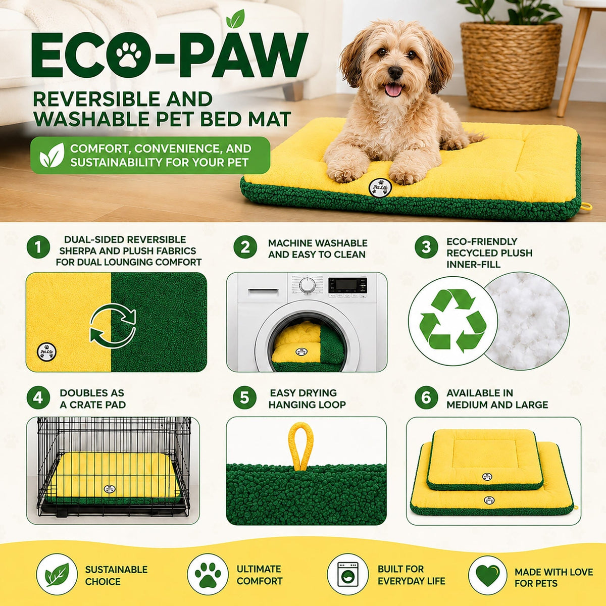 Pet Life ® 'Eco-Paw' Reversible Eco-Friendly Pet Bed Mat