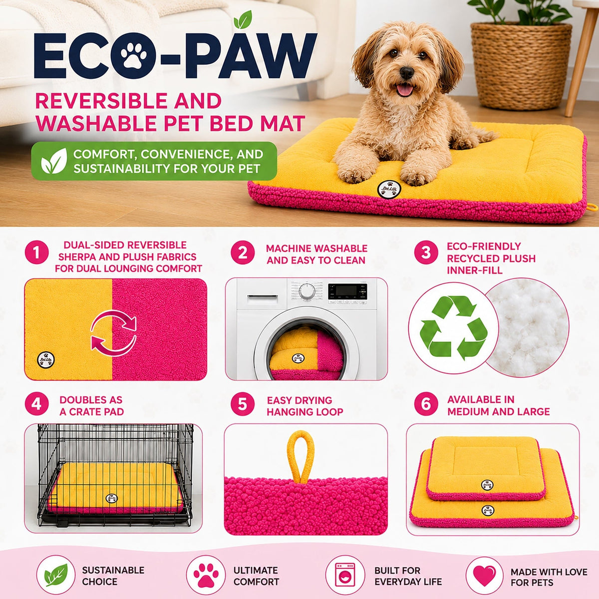 Pet Life ® 'Eco-Paw' Reversible Eco-Friendly Pet Bed Mat