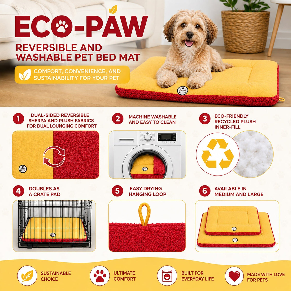 Pet Life ® 'Eco-Paw' Reversible Eco-Friendly Pet Bed Mat